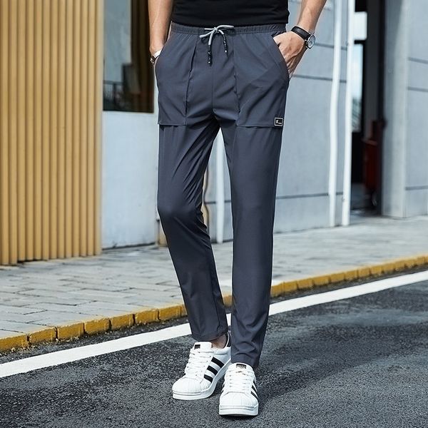 

varsanol new sweatpants men's pants fashion pencil pants men full length drawstring trousers for men casual, Black