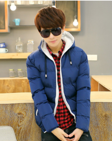 

korean trend men down jacket winter and autumn new thickened warm monclair youth hooded casual padded jacket, Black