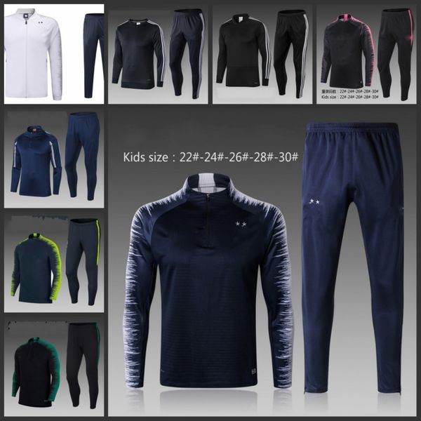 

18 19 Two stars Frances kids kit tracksuit training suit PSG Juventus soccer Jerseys Long sleeve Childrens kit football tracksuit Suits