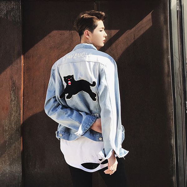 

xxl the new pet pasted cloth of autumn decorates short model denim jacket of slender body jacket trend, Tan;black