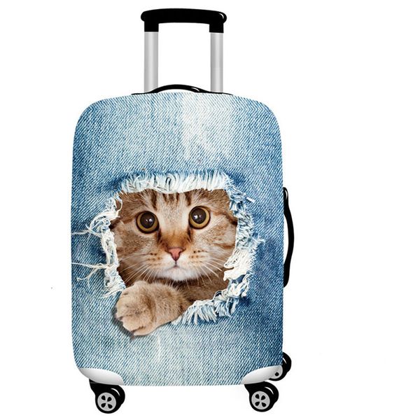 

cowboy cat dog thicken suitcase protective covers for 18-32 inch suitcase case travel luggage bag trolley elastic luggage cover, Black