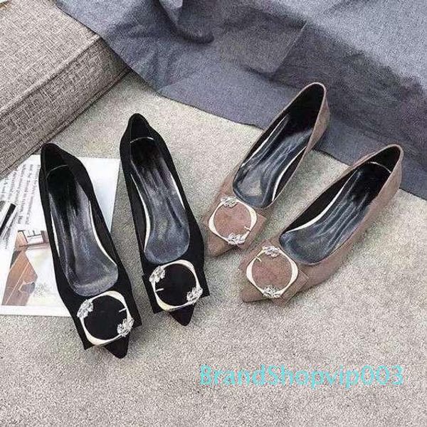 

2019 autumn women luxury designer flats shoes casual single velvet fashion slip on pointed toe shallow mouth n720, Black