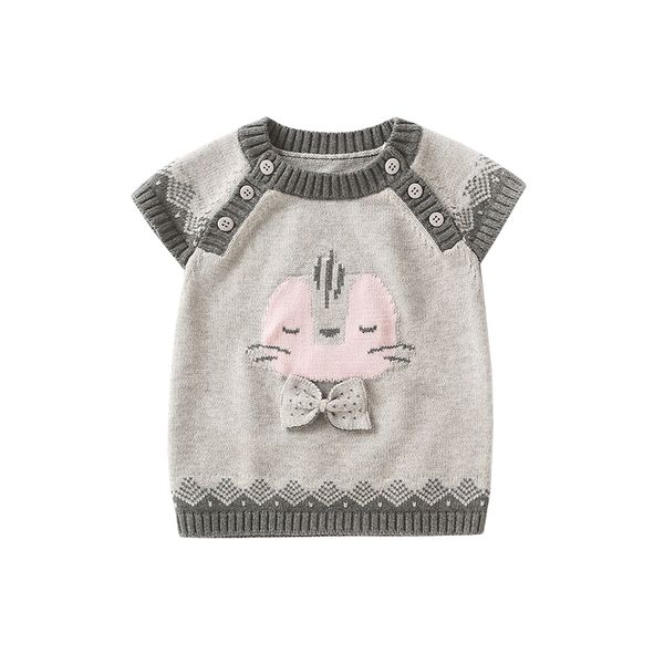 

детские весна и осень новый женский ребенок хлопок девушки пуловер жилет мягкий свитер свитер жилет жилет, Blue