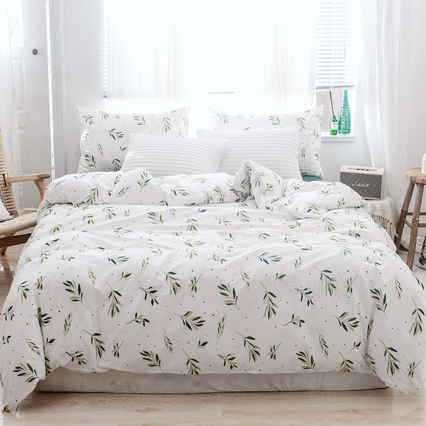 2020 Lucky Home Botanical Duvet Cover Set Cotton Bedding Green