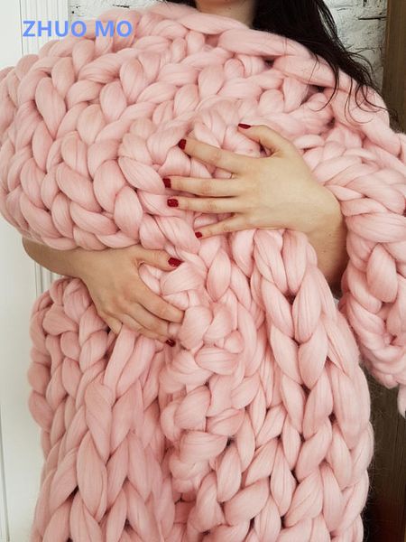 

large soft hand chunky knitted blanket plaids for winter bed sofa plane thick yarn knitting throw sofa cover blankets