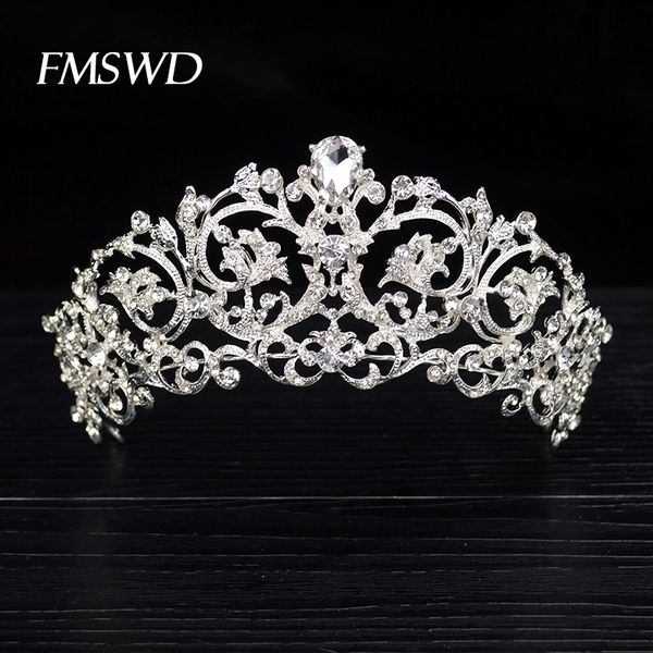

new baroque luxury bridal crown tiaras for bride wedding silver color crystal tiaras for bride fashion hair jewelry accessories, Golden;white