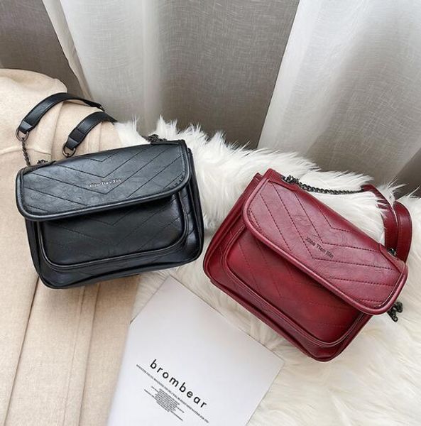 

ins selling women chain handbag large capacity shoulder bags pu plain crossbosy messenger bag