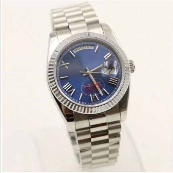 

new luxury watch men day date daydate sapphire glass blue silver automatic mechanics fashion watch mens watches 36mm, Slivery;brown