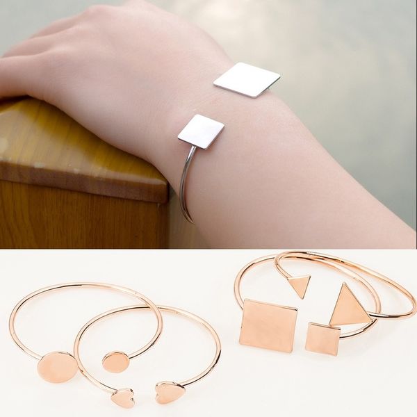 

jewellery geometric bangles women heart bracelet creative bracelets fashion round jewelry trendy metal bransoletka, Black