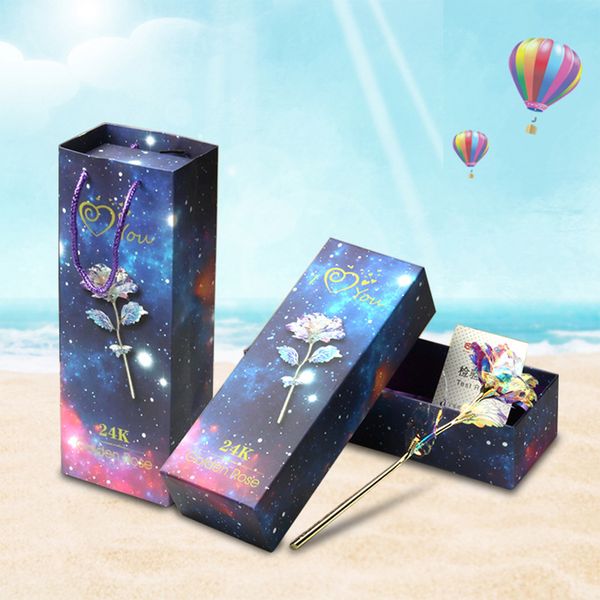 

24k gold foil fake flowers rainbow led luminous rose flower wedding decoration flower festive birthday gift romantic presents