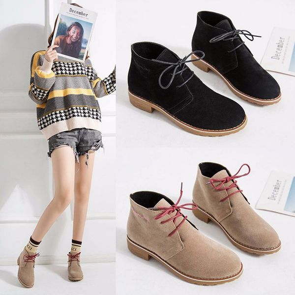 

masorini donna-in ankle boots for women genuine leather casual shoes booties woman 2018 lace upplus size flat brand w-159, Black