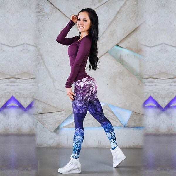 

2019 female diamond color sewing dressing printing digital trousers trousers gymnastics large-scale direct delivery, Black
