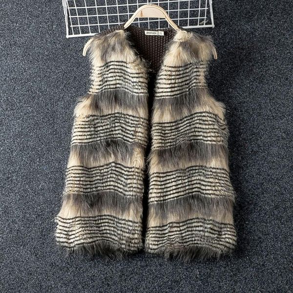

clearance deep autumn faux fur coat women knitted back patchwork good quality no button outerwear coats for woman discount coats, Black