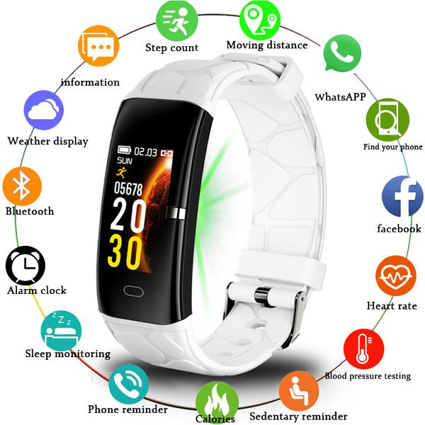 

gejian 2019 new smart watch women fitness tracker heart rate blood pressure sleep monitor wristband waterproof sport watch+box, Slivery;brown