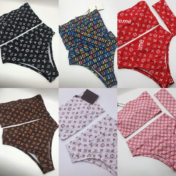 

2019 letter brand women bikini wimwear for women bathing uit beachwear ummer two piece lady wim uit, White;black