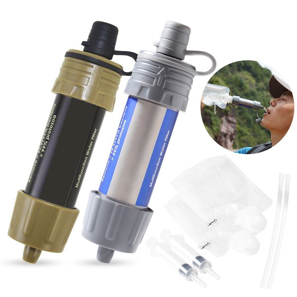 

2 pcs outdoor water filter straw water filtration system water purifier for emergency preparedness camping traveling backpacking