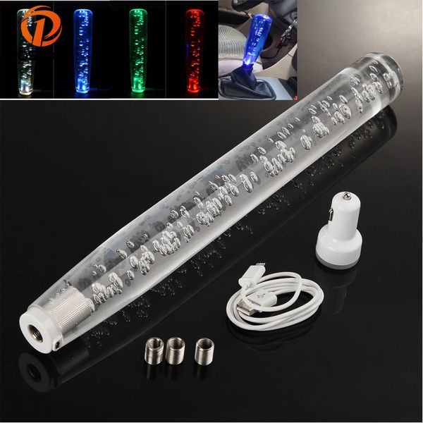 

possbay 40/30/20cm gear stick shift lever knob universal led multi-color manual car gear shift knob shifter lever car styling