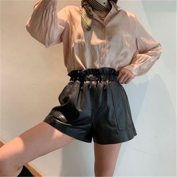 

2020 new fashion real genuine sheep leather shorts g8, White;black