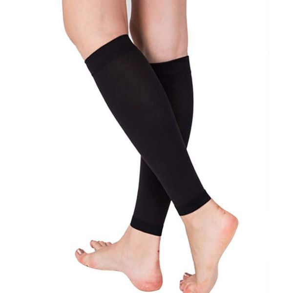 

relieve leg calf sleeve varicose vein circulation compression elastic stocking leg support 1 pair outdoor socks outdoor, Black