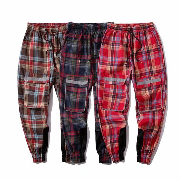 

casual pants men's long casual sport pants slim fit plaid trousers new running joggers sweatpants men's clothing drop shipping, Black