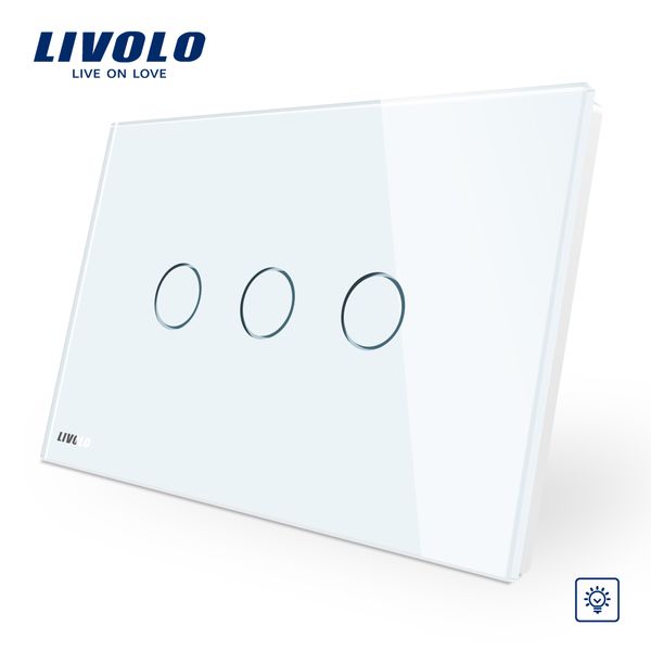 

livolo ivory white crystal glass panel, стандарт au / сша, digital wall switch, диммер управления главная стены выключатель света