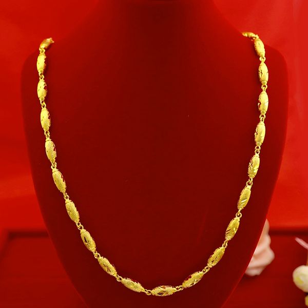 

star carved solid mens necklace 18k yellow gold filled classic oval beads statement male chain link hip hop jewelry, Silver