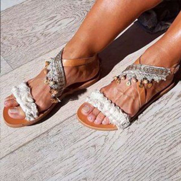 

2020 summer word sandals new large size wild open toe flat sandals, Black