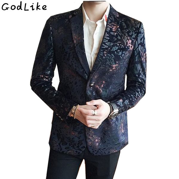 

godlike 2019 fashion royal mens party suit coat floral printing business blazers male wedding suit formal jackets, White;black