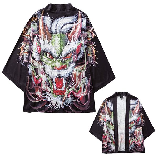 

2019 camisa masculina camisas hombre fashion mens cardigan national print loose yukata baggy men shirt camiseta hombre, White;black