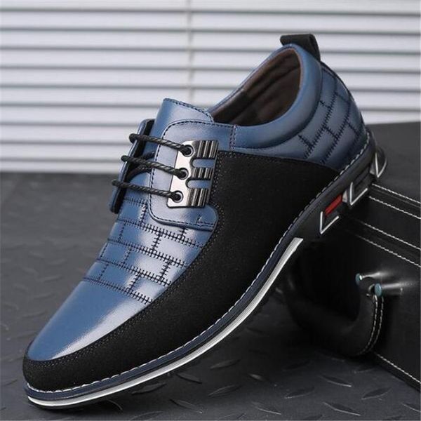 

plus size 38-46 47 48 mens spring autumn casual loafers leather moccasins comfy breathable lace up office shoes, Black