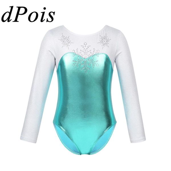

kids girls long sleeves ballet dance gymnastics leotard metallic bodice shiny sequined bodysuit ballerina lyrical stage costume, Black;red