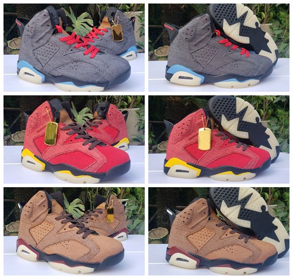 

2020 fashion 6 6s denim travis mens basketball shoes vi man blue brown red jeans sports sneakers outdoor jumpman trainers des chaussures