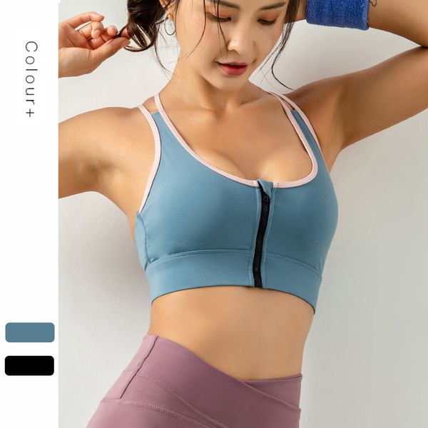 

sports wear for women gym yoga crop bra padded push up sports bra women front zipper closure fitness feminino, White;black
