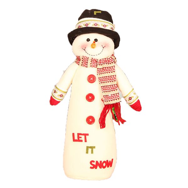 Christmas Snowman Figure Plush Toy Doll With Black Hat For