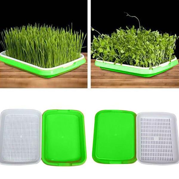 2pcs Sprouter Nursery Tray Doppio strato Cultura fuori suolo Fagioli Vassoio per vivaio idroponico Hidroponia Vassoio per piantine Forniture da giardino