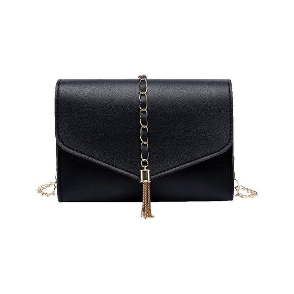 

women's fashion shoulder bag pu leather mini square bag casual solid color tassel chain bolsa messenger