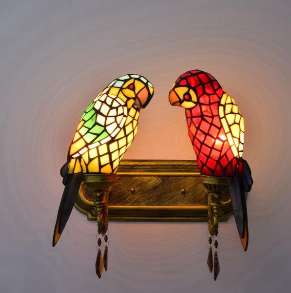 

new creative wall lamp bird shape light color mosaic door back lamp bedroom wall lamp retro bedside lamps