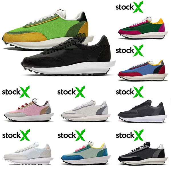 

nylon black mens fashion running shoes sacai ldv waffle green gusto varsity blue trainers sports women stock x designer athletic sneakers, White;red