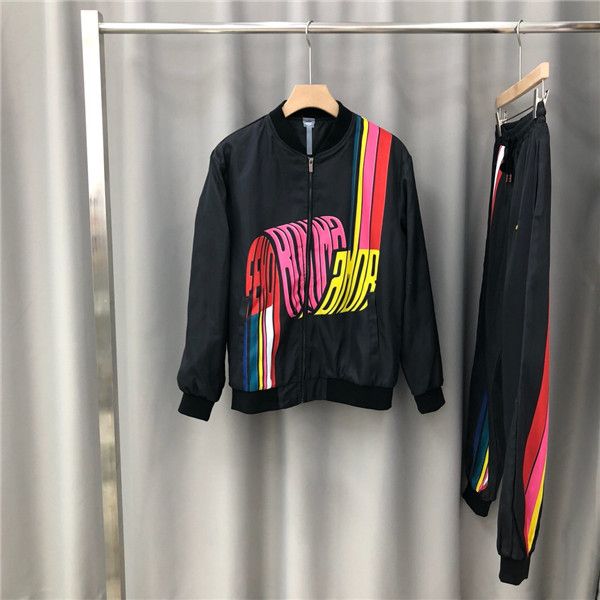 

19aw luxurious brand design fd tracksuit jacket and trousers sets streetwear sweatshirts outdoor long pants and coat, Gray;blue