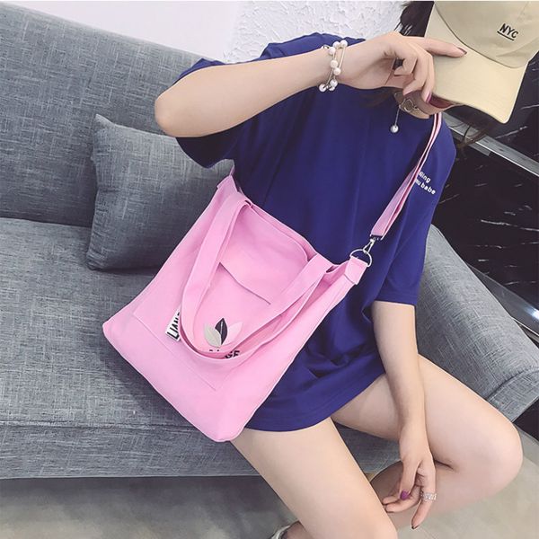 

2020 new shopping bag casual shoulder bag woman vintage cotton canvas simple large cloth shopper bags beach totes