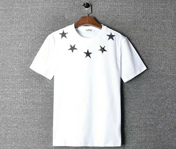 

2019 summer new european and american tide cards simple old burst pentagram printed men's short sleeve t-shirts, White;black