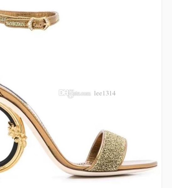 

fashion new letters with heel sandals leather one word buckle belt with women's shoes shaped with banquet stiletto shoes high heels, Black