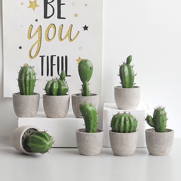 

lovely cactus artificial plants with pot simulation succulents mini bonsai potted placed green fake plants deskdecoration