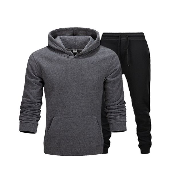 

new hooded sweatshirt pieces sets fashion brand clothes hoodies+pants set sportswear tracksuit men hoodie autumn winter men sets, Gray