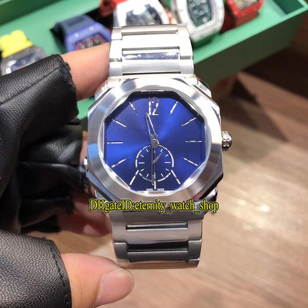 

new octo finissimo 102559 blue dial japan vk quartz movement mens watch 316l stainless steel case 316l steel band sport watches, Slivery;brown