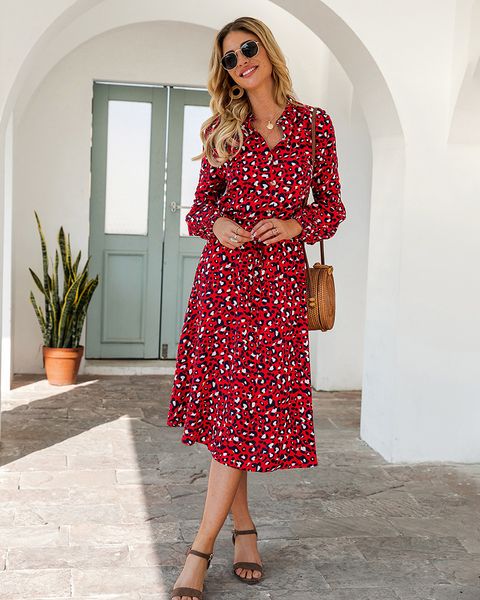 

spring designer womens leopard dresses lantern sleeve retro a line dresses fashion single breasted ladies vintage dresses with sashes, Black;gray