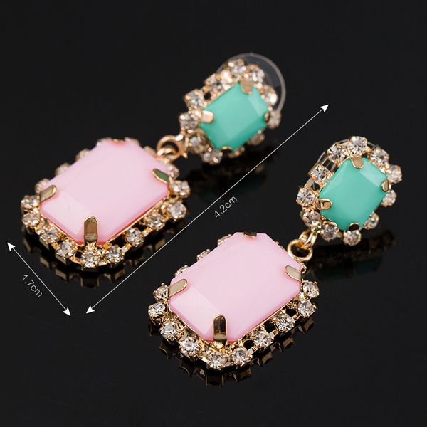 

lovely square ear nail diamond candy earrings, Golden
