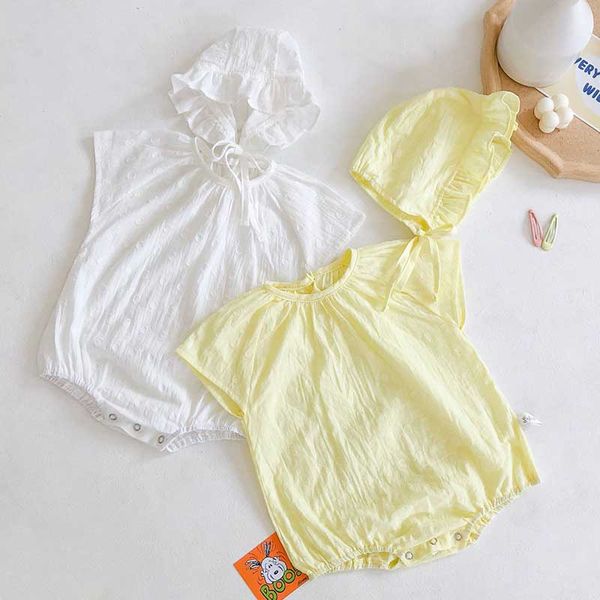 

newborn baby girls jumpsuit bodysuit + hat 2pcs outfits party clothes summer baby girl clothes princess infant clothing, Blue