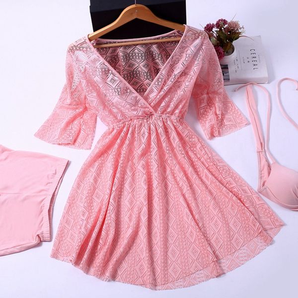 

new summer swimwear three-piece ladies skirt swimwear beach women clothing sets, White;black