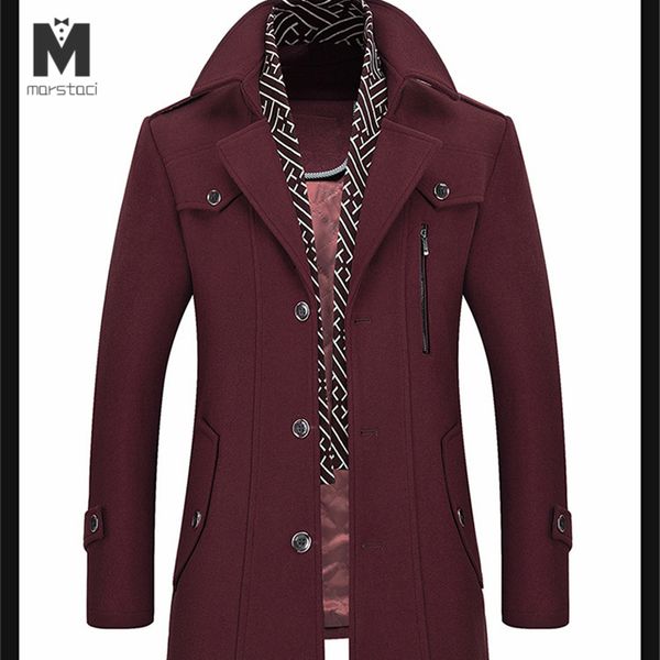 

men coat wool overcoat turn collar warm jackets woolen men coats and blends with scarf breathable outwear, Black;brown